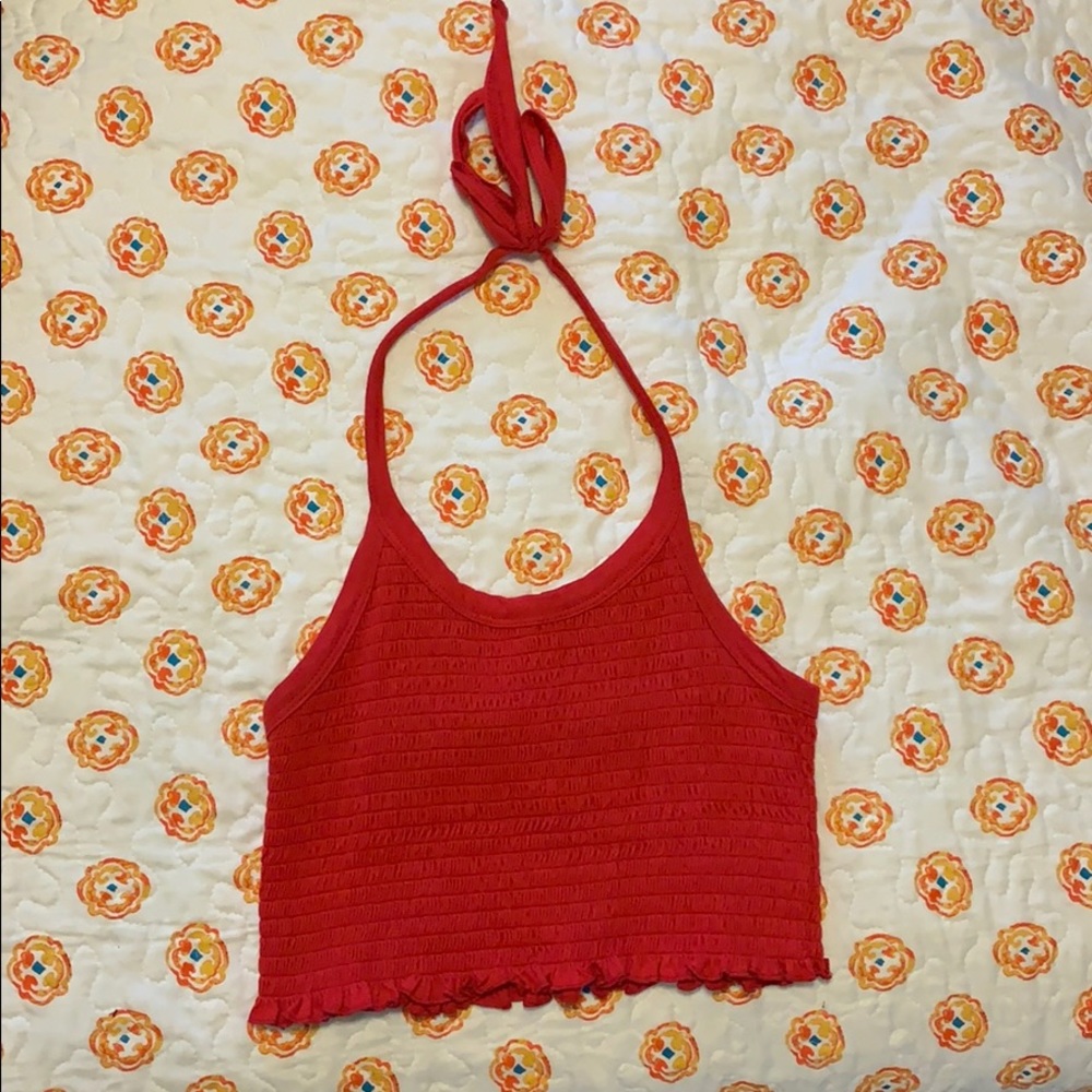 Red halter crop top